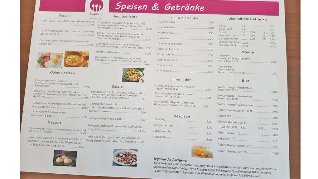 Speisekarte Restaurant Sibylle